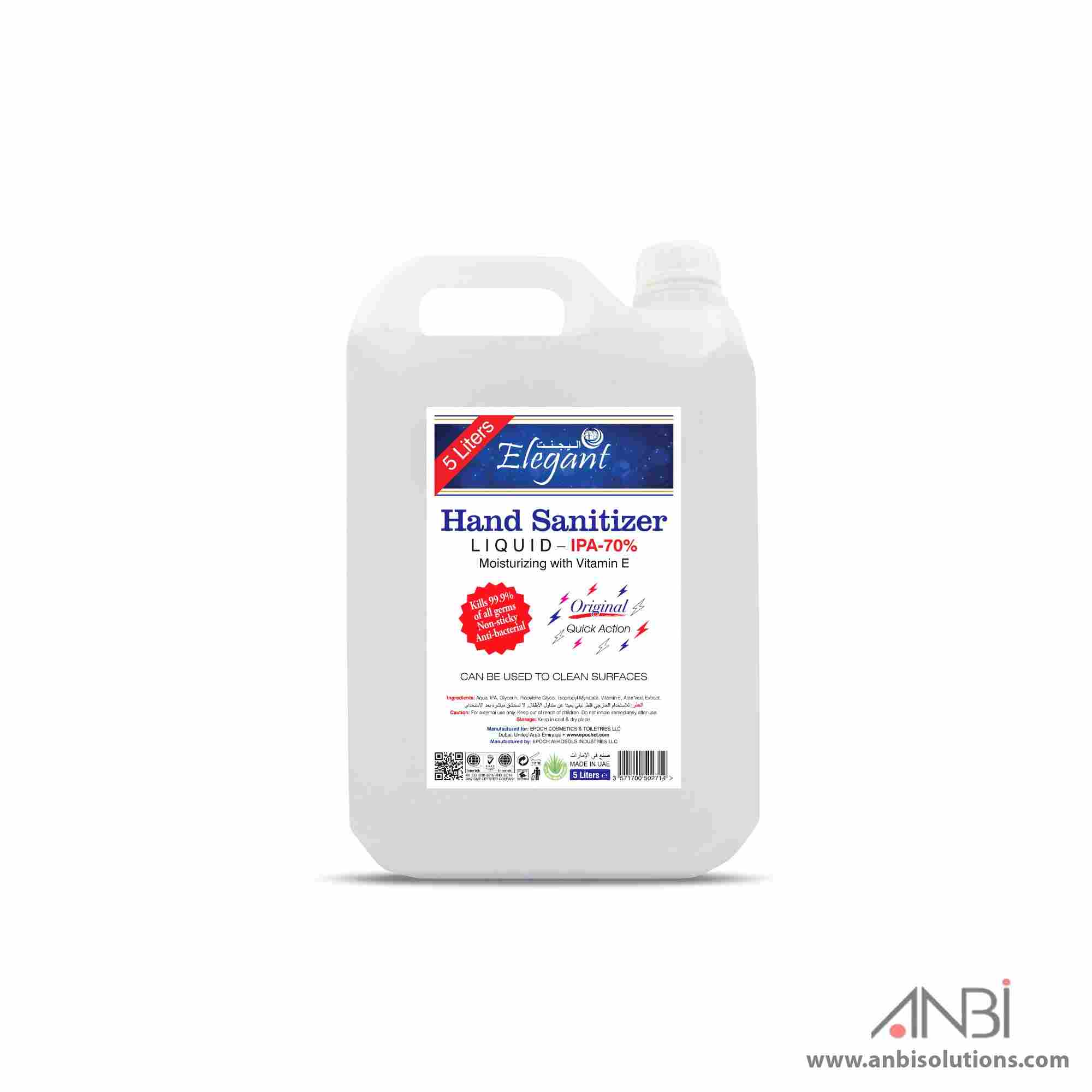 ELEGANT Hand Sanitizer 5Ltr Clear Extra Hygenic