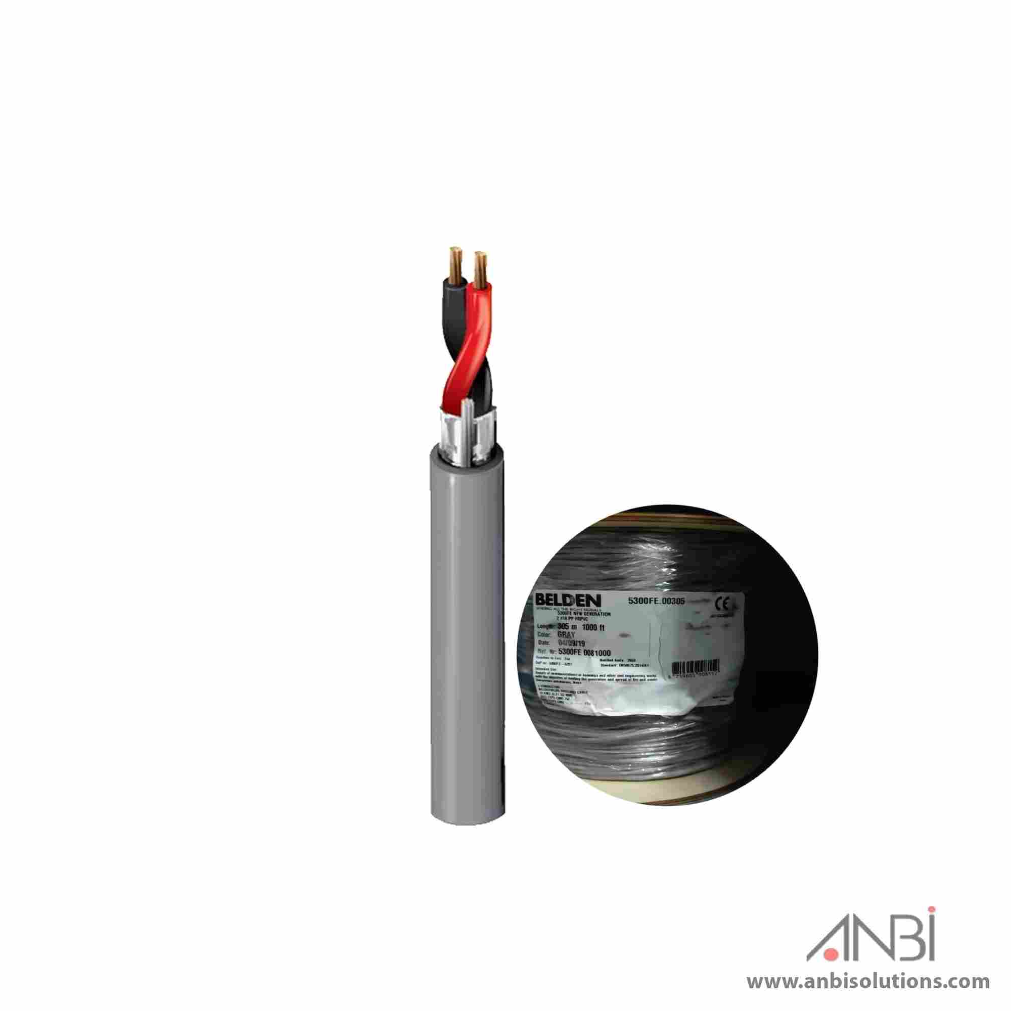BELDEN Security Sound 2 Conductor 18AWG 5300FE 1Roll/305Mtrs