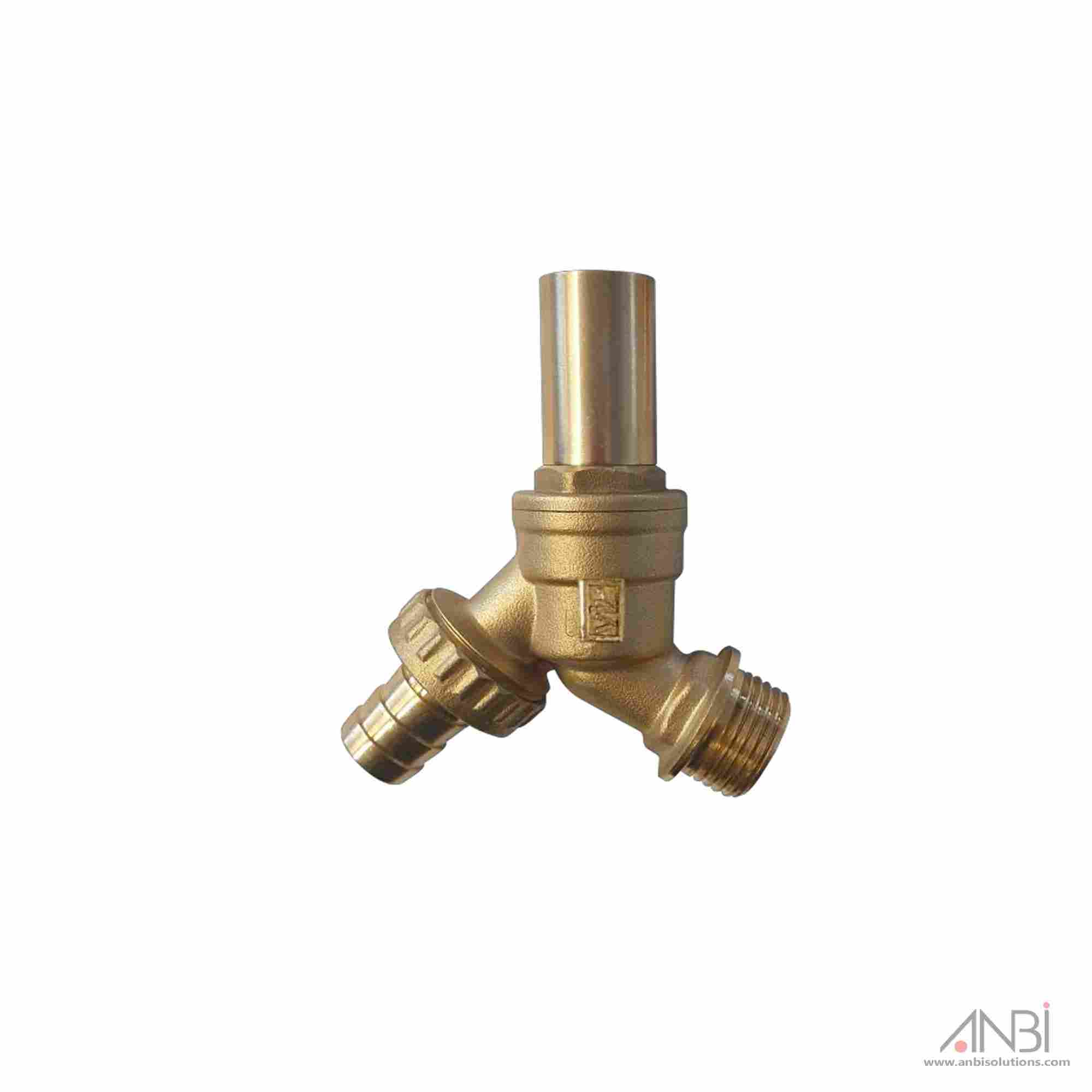 VIR Brass Bib Cock Tap with Lockshield & Key Threaded with Hose Union PN16 ½ inch