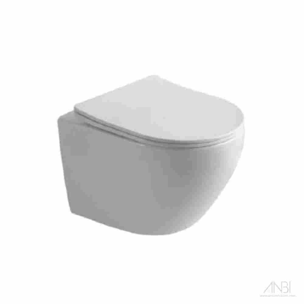 ANBI Azul WC Wall Hung & Seat Cover UF Rimless Bowl Ceramic White 1030