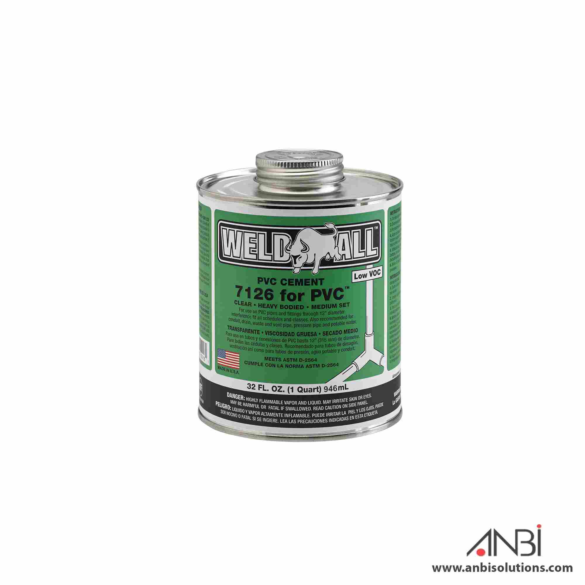 WELD-ALL PVC Cement Heavy Bodied Clear 7126 16oz