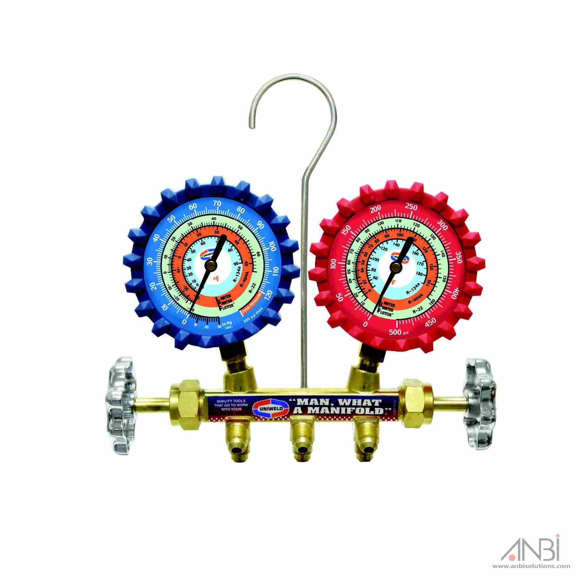UNIWELD QAL3SM-5 2 Valve Brass Manifold Gauge With LPF Gauges