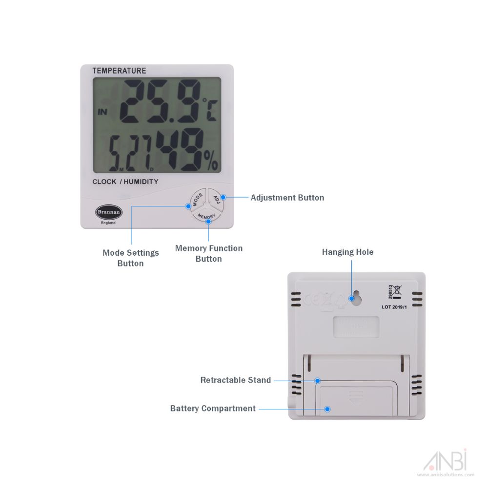 Brannan 13/420/3 Digital Thermometer Hygrometer, Indoor/Outdoor